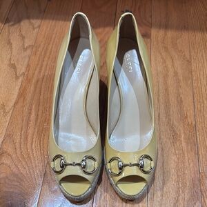Gucci Yellow Heels with Horsebit Detail